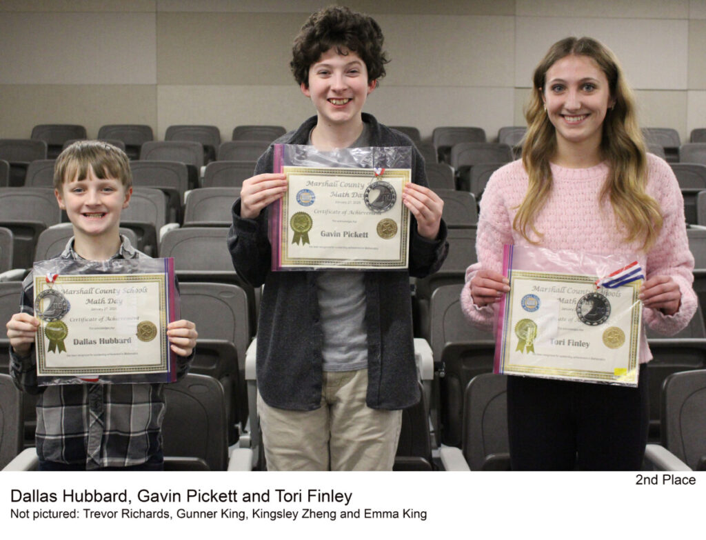 2025 2nd Place Marshall County Math Field Day Winners