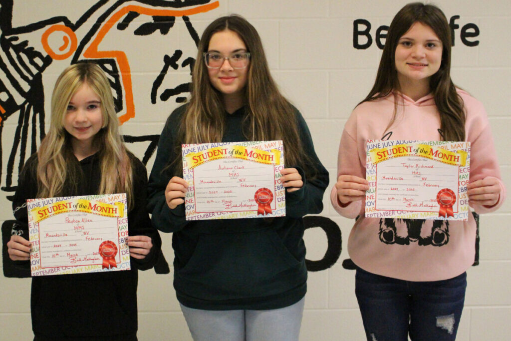 Pictured from left: Peyton Allen, Autumn Clark and Taylor Richmond. Maelie Pettit was absent on the day of the certificate presentation.